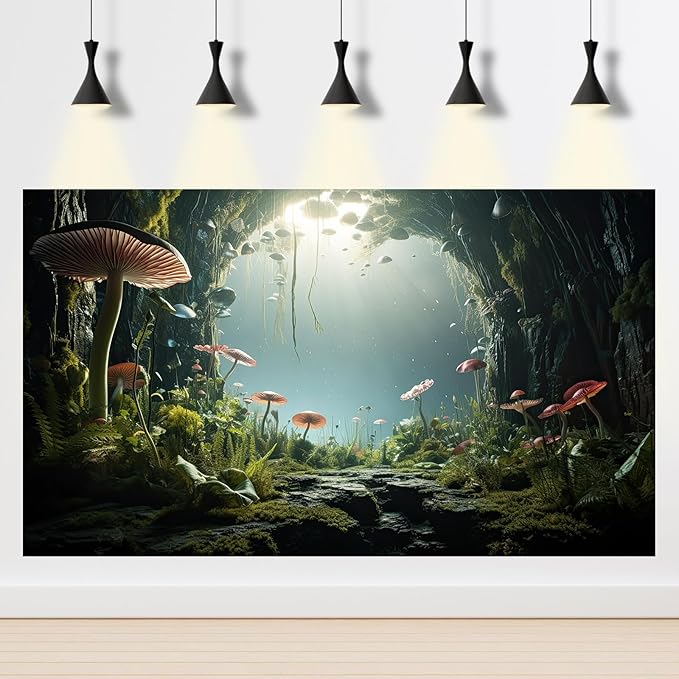 Underwater World Aquarium Background Tropical Plants Cave Style Mushrooms Reptile Tank Backgrounds Rock Lush Moss Plants Fish Tank Background Underwater Ocean Reptile Enclosure Backgrounds 30x18in
