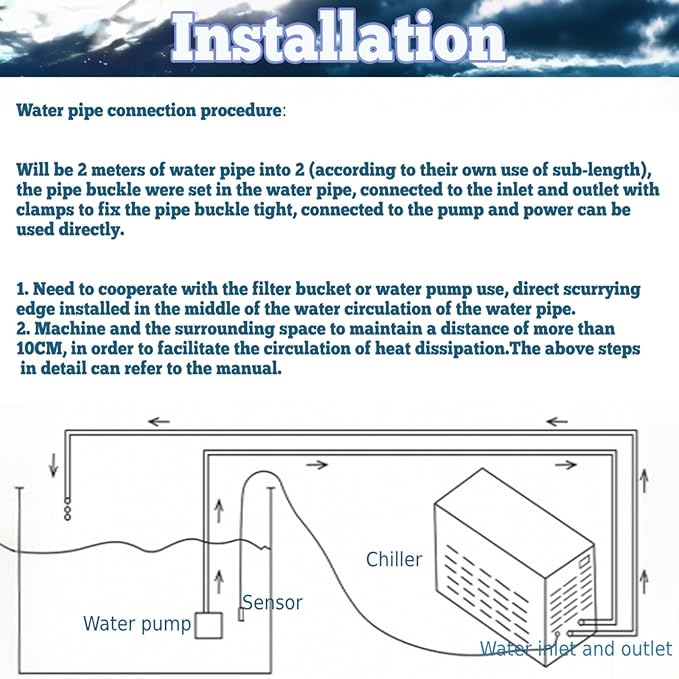 12V Aquarium Water Chiller Pump with 2M Hose, Cooling System for Fish Tanks, 1-3L/Min Circulating Pump, Efficient Water Cooling for Freshwater & Saltwater Aquariums