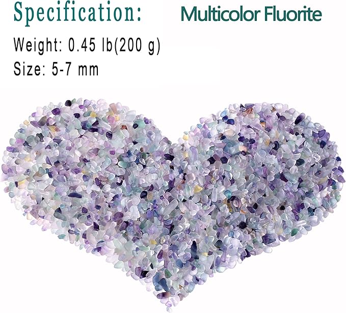 MAIBAOTA Natural Multicolor Fluorite Crystal Quartz Rocks Chips Vase Filler Rocks for Succulent Plant Small Fish Tank Aquarium Gravel Decorative Pebbles Stones(200 gram)