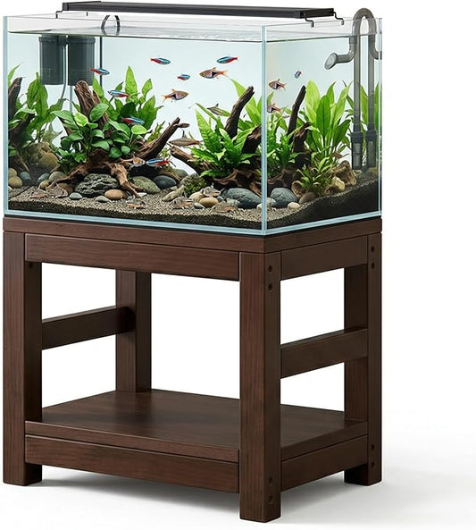 10–75 Gallon Solid Wood Fish Tank Stand, Heavy Duty Aquarium Stand, 660 lbs Load Capacity, Reinforced Base for Maximum Stability, Easy to Install, 15.7"–59.1" for Home & Office