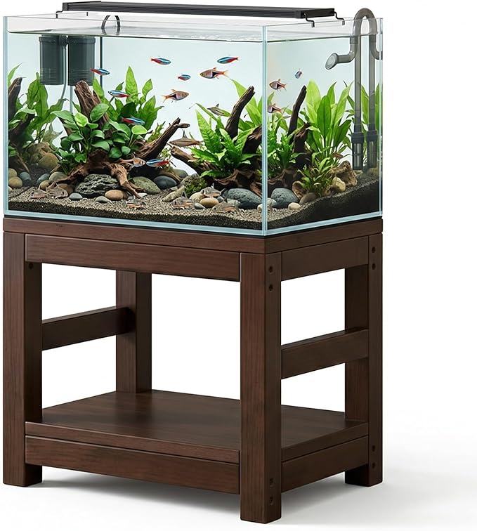 10 Gallon Solid Wood Fish Tank Stand, Heavy Duty Aquarium Stand, 660 lbs Load Capacity, Thickened Legs, Easy to Install, L19.7 × W11.8 for Home & Office Aquarium Stands