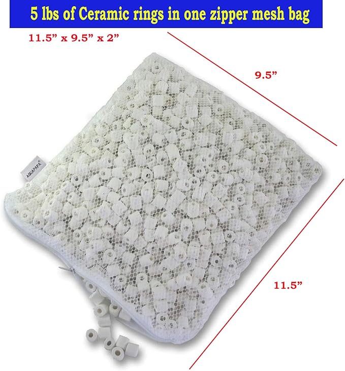 AQUACITY Premier Bulk Bio Ceramic Rings Filter Media for Aquarium Koi Fish Pond Reef Filter (5 Lbs)