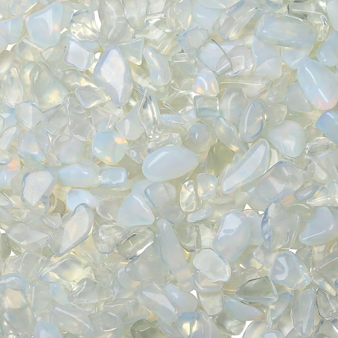 LAIDANLA Opalite Crushed Stone Crystal Chips Bulk Natural Gemstones Healing Reiki Crystals Mini Quartz Vase Filler Aquarium Gravel 100g