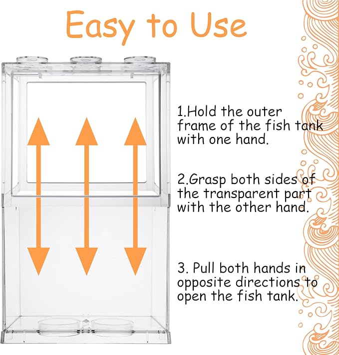 QTLCOHD 4 Pack Small Betta Fish Tank, 0.6 Gallon Mini Aquarium Tank, Clear Stackable Fish Bowl, Acrylic Tiny Cube Tank for Beta Fish Sea Monkeys Shrimp Snails
