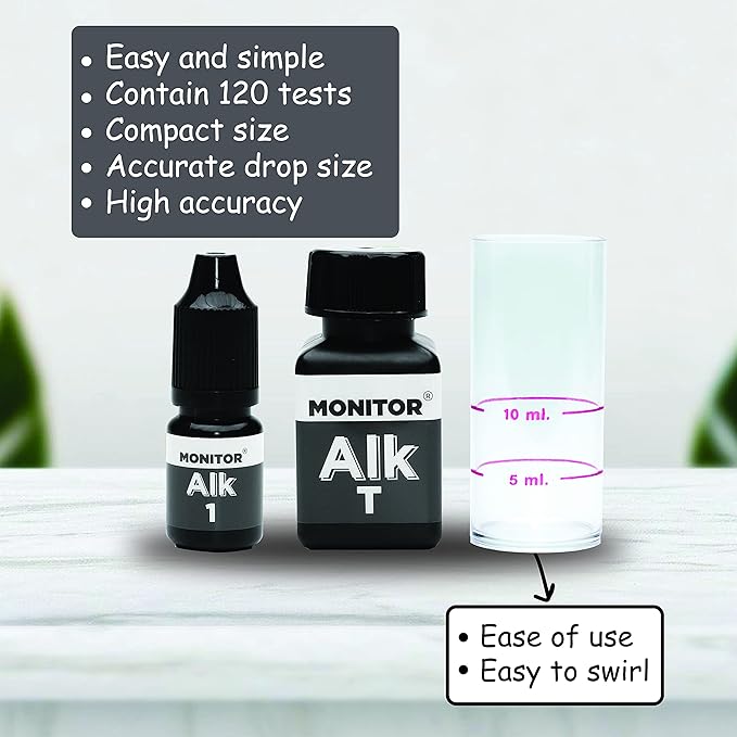 Monitor Alkalinity Test KIT (120 Tests) - Monitor Aquarium and aquaculture Water Quality