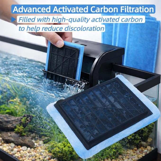 Gekufa 12 Packs Aquarium Filter Cartridges Compatible with EZ-Change #3, Aqua-Tech 20-40 & 30-60 Gallon Power Filters, Rite Size C Activated Carbon Fish Tank Filter