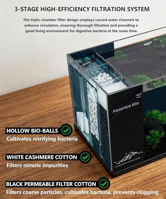 Fish Tank Kit,3.5 Gallon Small Aquarium,Ultra-Clear Nano Aquarium,Betta Fish Tank,Suitable for Small Fish Tank,Aquarium Starter kit,Desktop Fish Tank (Planet Background)