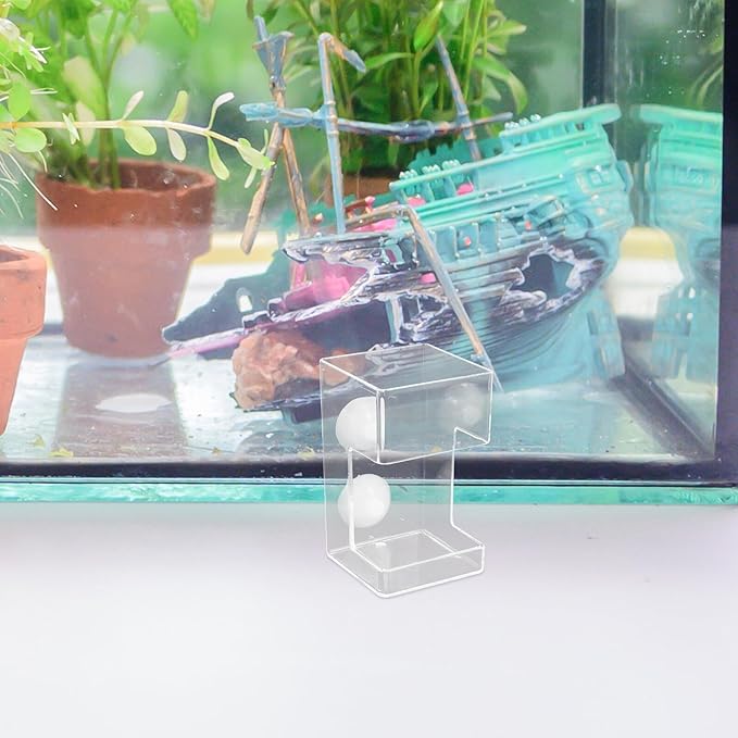 UKCOCO Automatic Aquarium Fish Feeder Tray with Suction Cup, Floating Food Bowl for Fish Tank Feeding, Anti-Drift Design Suitable for Vacation Feeding and Shrimp Tanks