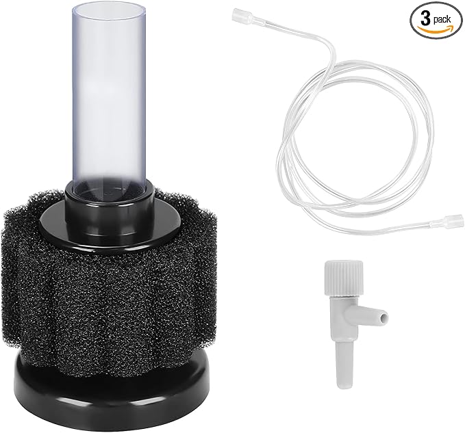 AQUANEAT 3pcs Mini Aquarium Sponge Filter, Quiet Fish Tank Bio Foam Filter, with Airline Tubing, up to 2Gal