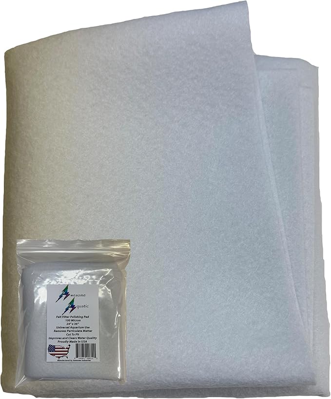 Awesome Aquatic Polishing Felt Filter Pad 100 Micron Bulk 24 ” x 36 ” Ultimate Aquarium Mechanical Prefilter Filtration Media Fresh or Saltwater Improve Water Quality Clarity Durable and Reusable
