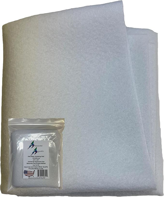 Awesome Aquatic Polishing Felt Filter Pad 100 Micron Bulk 24 ” x 36 ” Ultimate Aquarium Mechanical Prefilter Filtration Media Fresh or Saltwater Improve Water Quality Clarity Durable and Reusable