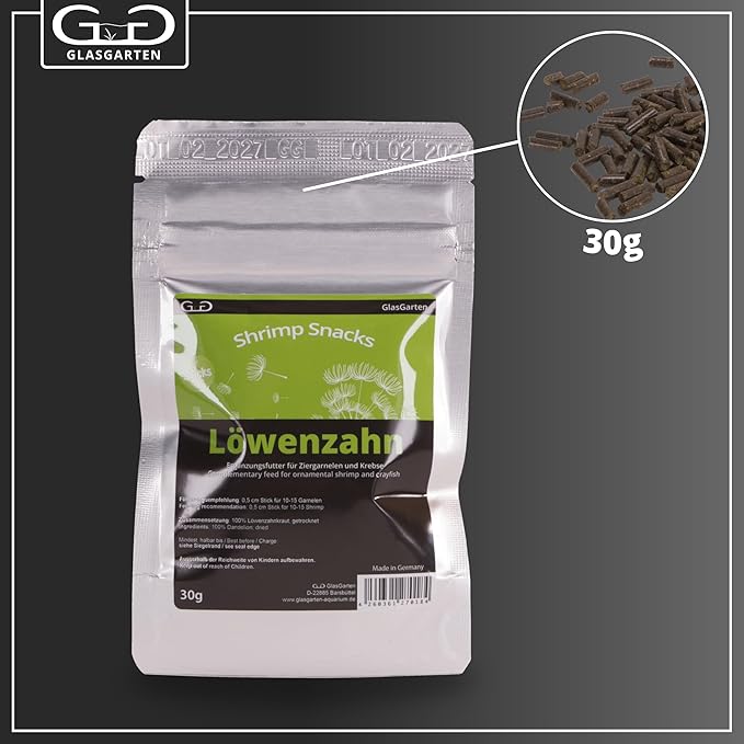 GlasGarten Shrimp Snacks Dandelion 30g