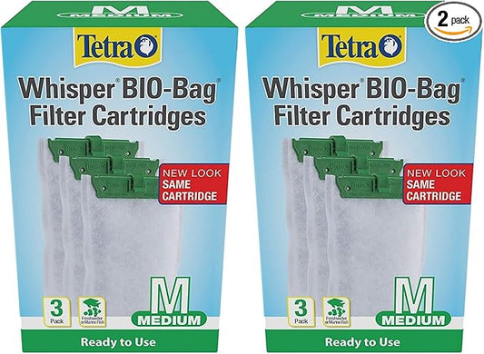 Tetra Whisper Bio-Bag Medium Filter Cartridges for Aquariums, 3 Count, Ready to Use, Fits Whisper Fish Tank Filters 5-10 Gal, PF-10, IQ 10 (Pack of 2)