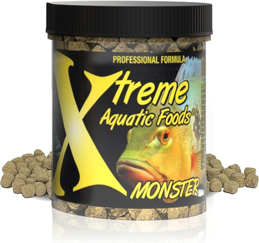 Xtreme Monster 9.0mm Pellets – Slow Sinking & Ideal for Large Cichlids, Monster Fish & Voracious Eaters – Boost Immune & Digestive Health, Max Marine Protein Fish Food – USA Farm Grown (9oz)