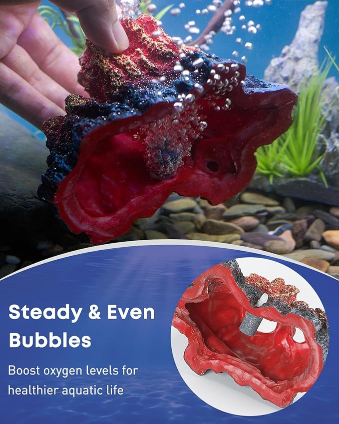 Uniclife Fish Tank Decorations, Realistic Resin Aquarium Volcano Decorations with Air Stone Bubbler, Volcano Bubbler Kit for Fish Tank Decor, Aquarium Decor with Bubbling Effect