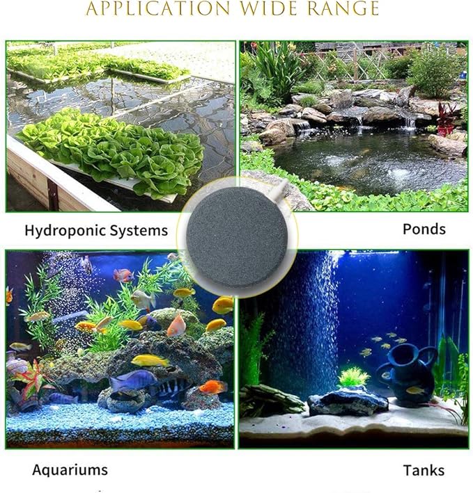 Quickun 4 Inch Updated Crazy Air Disc Stone Cylinder Bubbler Plus Diffuser Aquarium Fish Tank Hydroponics Pump Airstones Diffuser 3/16" 5/16" Hose ID, Pack of 2