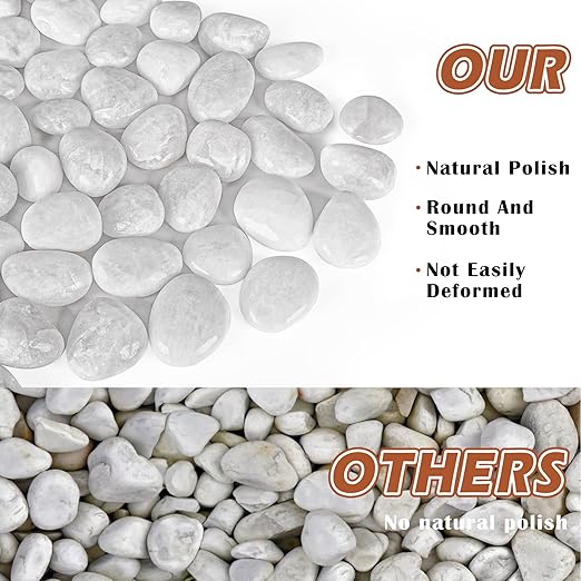 White Pebbles for Indoor Plants 3.5 LB Small River Rocks 1"-1.5" Polished Decorative Stones Smooth Aquarium Gravel for Fish Tank Vases Planters Outdoor Landscaping Garden (56oz)