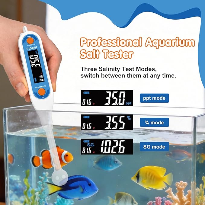 YINMIK Food Salinity Meter Salt Meter, Digital Salt Tester for Food, Food Sodium Tester, Sodium Checker at Home with 3 Salt Modes - PPT% SG, Portable Sodium Chloride Reader, Sodium Tester for Water