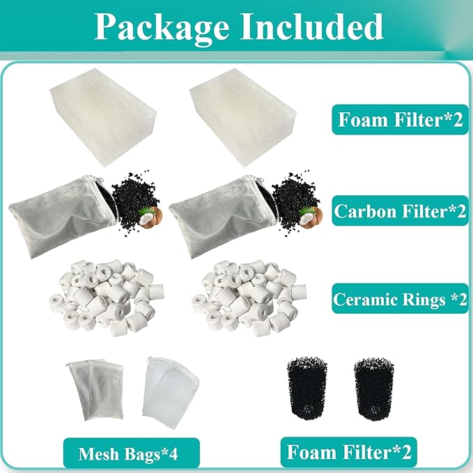 AquaClear 2 Set Three-Stage Filters Media Maintenance Kit Replacement for 70 Power Filter, Fish Tank Filter for 40-to-70 Gallon Aquariums