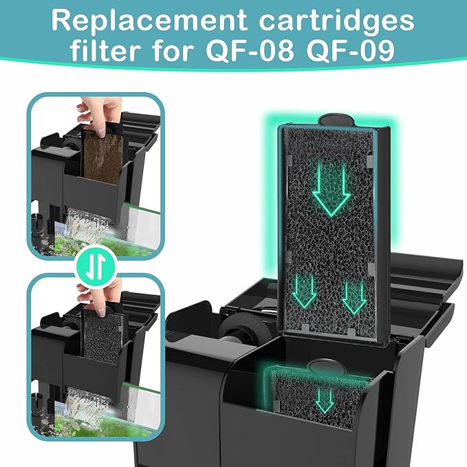 Filter Replacement 6 Count Replacement Filter Cartridges for QF-08 QF-09 Aquarium Filter