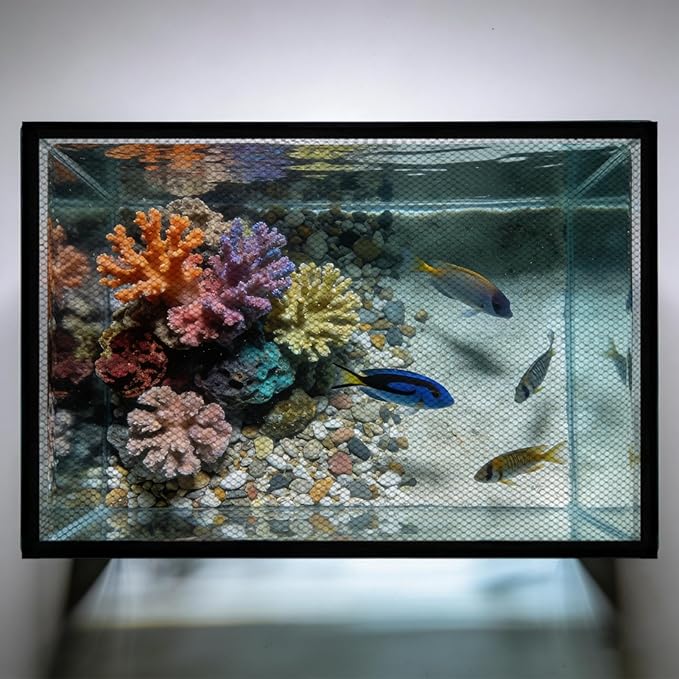 Aquarium Mesh Lid - Magnetic Fish Tank Cover Screen Hood, Breathable Anti Escape Tank Protector, Lightweight Durable Mesh Structure for Aquarium Safety Use, Home Office Pet Store Breeder Setup