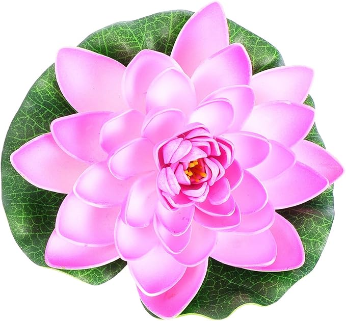 POPETPOP 6PCS Lotus Fake Pond Plants - Artificial Floating Water Lily Lotus Pool Decor - Realistic Water Lily Pads for Home Outdoor Patio Aquarium Wedding Party Decorations