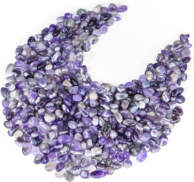 Colorful Agate 1lb Crystal Polished Tumbled Stones Irregular Shaped Crystal Chips Bulk Natural Gemstone Aquarium Gravel Rocks Vase Filler Fish Tank Gravel Home Decoration (Amethyst)
