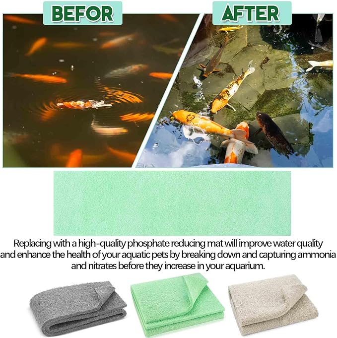 Treela 3 Pack Aquarium Filter Media Pads, Color-Coded 3-in-1 for Ammonia, Nitrite & Phosphate Removal, Cut-to-fit for Fish Tanks & Ponds, Improves Water Clarity & Odor Control