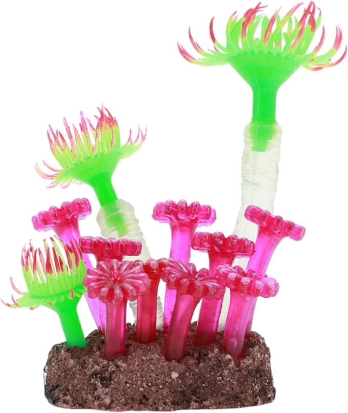 Aquarium Coral, Luminous Fish Tank Ornaments, Silicone Aquarium Plants, Fish Tank Coral, Fake Coral for Fish Landscape Decoration Aquarium Ornaments, Green Purple