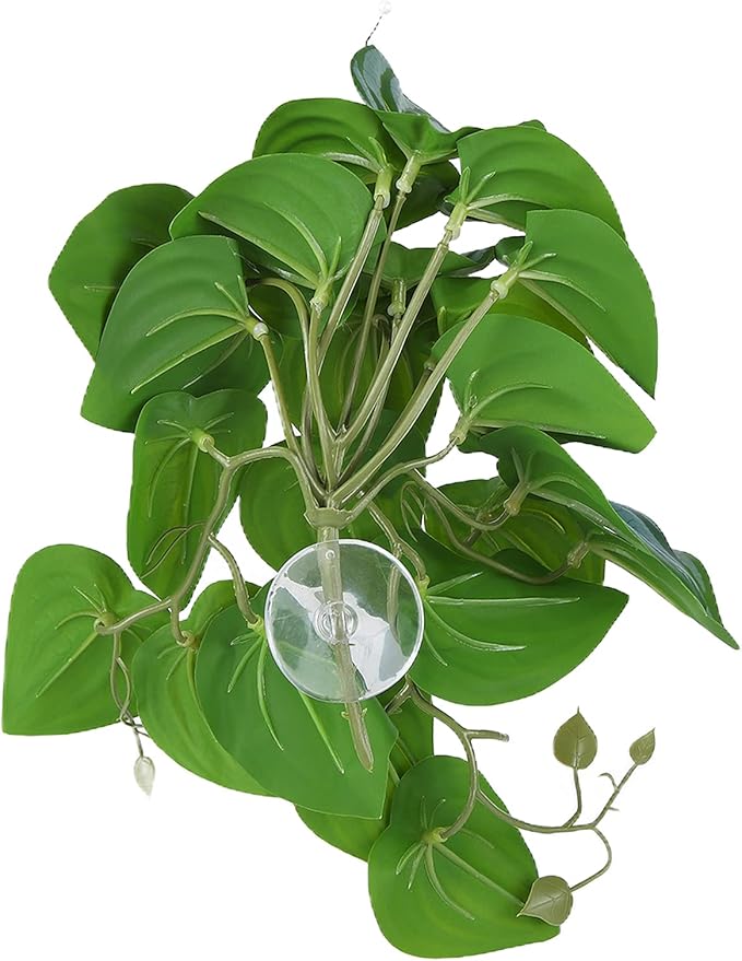 2PCS Artificial Water Plant,Simulation Vine,Lifelike Plastic Leaves Decoration with Suction Cup,Plastic Plant Aquatic Water Grass Decor for Fish Tank (Watermelon Leaves)