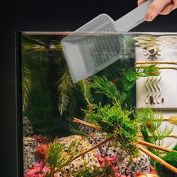 IMIKEYA Aquarium Sand Scoop Shovel for Fish Tank Cleaning Gray Reusable Sediment Removal Tool for Aquarium Gravel Maintenance
