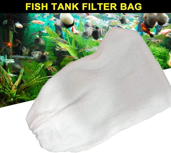Suxgumoe Fish Tank Filter Bags, 10 Pcs Elasticated Cotton Aquarium Filter Bags for Water Changer Aquarium Battery Powered Gravel Cleaner