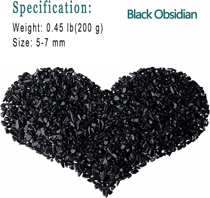 MAIBAOTA Natural Black Obsidian Crystal Quartz Rocks Chips Vase Filler Rocks for Succulent Plant Small Fish Tank Aquarium Gravel Decorative Pebbles Stones(200 gram)