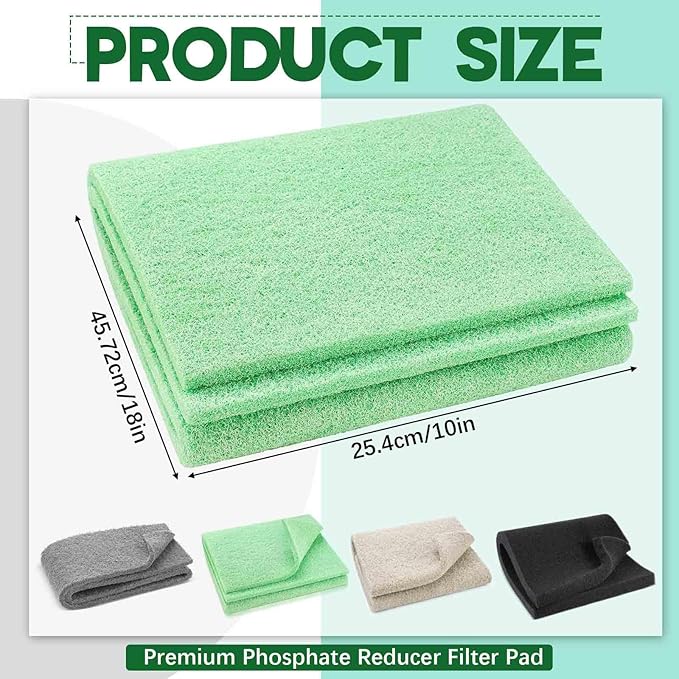 Treela 4 Pack Aquarium Filter Media Pads, 4-in-1 Mechanical & Chemical Filtration, Ammonia, Nitrite & Phosphate Removal, Cut-to-fit for Fish Tanks & Ponds, Improves Water Clarity & Odor Control