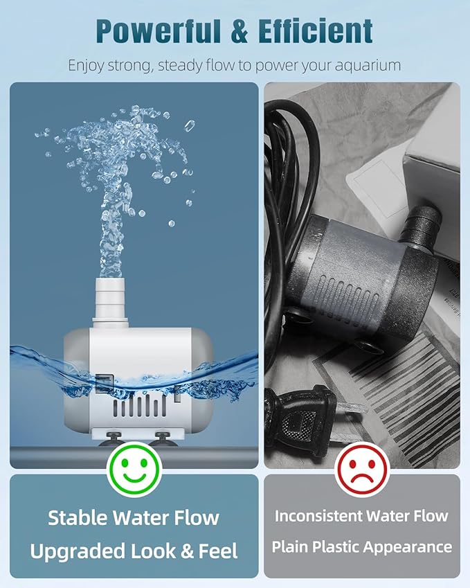 Pawfly Small Fountain Pump, 130 GPH Submersible Water Pump for Fountain, 8 W Mini Water Pump with 2.6 ft. High Lift, Quiet Water Fountain Pump for Aquarium Fish Tank & Waterfall