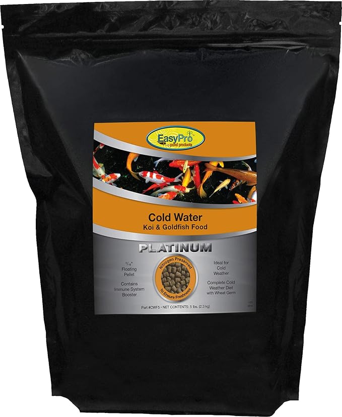 EasyPro CWF5 Cold Water Koi and Goldfish Food | Wheat Germ Spring and Fall Formula | Low Protein and Low Fat | Floating Pellets 5mm | 5 lb