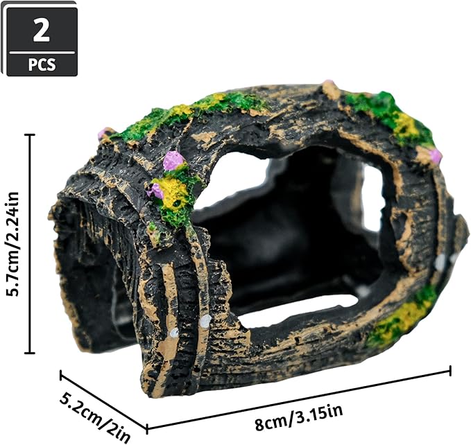 2 PCS Broken Barrel Aquarium Decorations, Caves Hide Hut Fish Tank Ornaments, Shipwreck Theme Landscaping Hideouts Accessories
