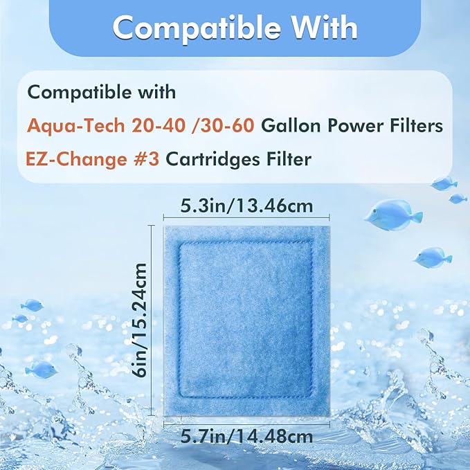 10 Pcs Aquarium Filter Cartridge Compatible with Aqua-Tech 20-40 & 30-60 Power Filters,Fish Tank Filters Replacement for Aqua Tech EZ-Change#3