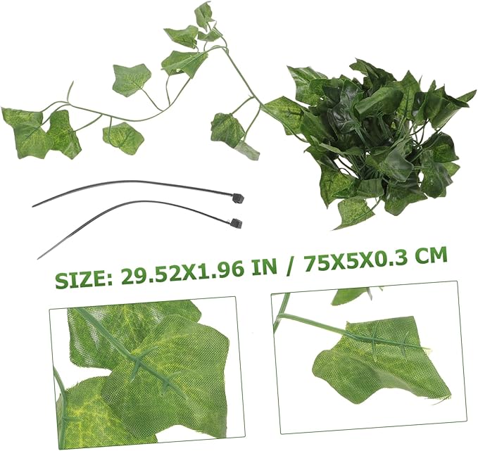 balacoo Reptile Plants Artificial Plastic Fake Hanging Leaves Simulation Plant Reptile Climbing Habitat Decor - 75cm