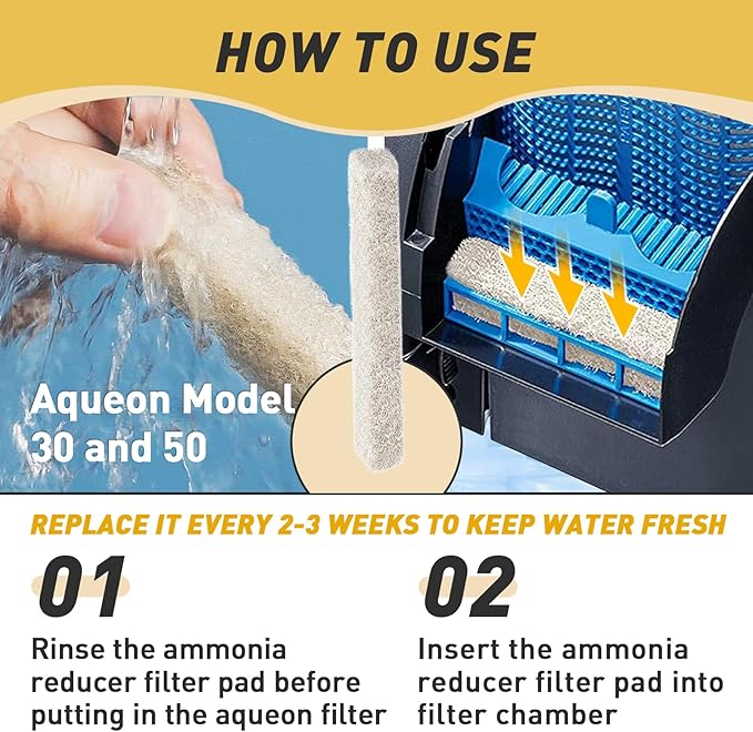 30 Count Ammonia Reducer Filter Pads for Aqueon - Replacement Filter Cartridges Small for Aqueon QuietFlow LED PRO Model 30 and 50