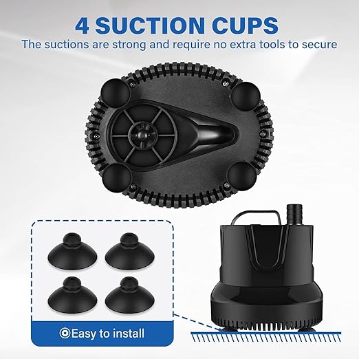 Simple Deluxe 1056GPH 85W Bottom Suction Water Table Pump (4000L/H) with 3 Nozzles for Fish Tank, Pond, Aquarium, Hydroponics, Black