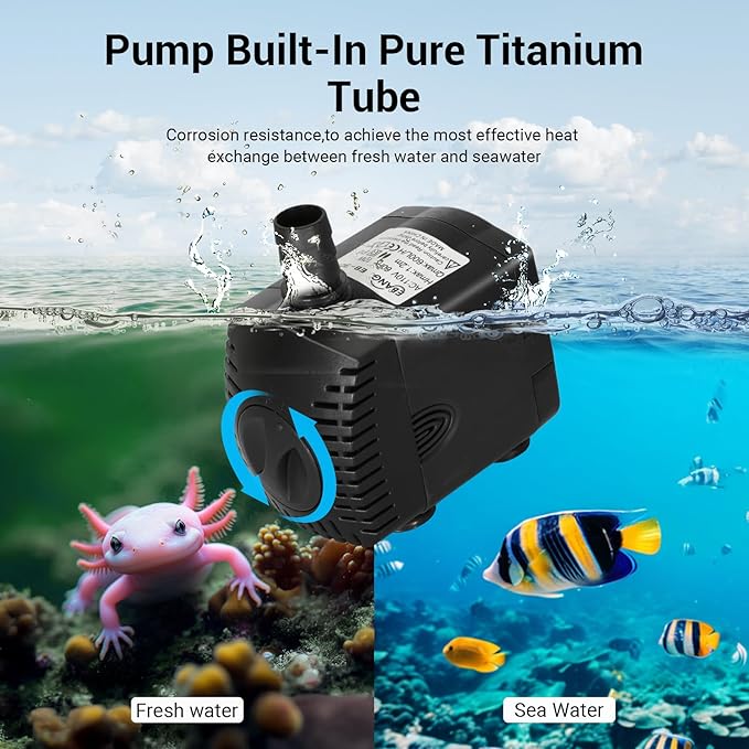 Water Chiller for Aquarium Hydroponics and Cold Plunge, Chiller with Submersible Pump & 1/2" Pipe, Ideal for Ice Bath Tubs Cold Therapy Recovery, Axolotl Jellyfish Coral Reef Tank