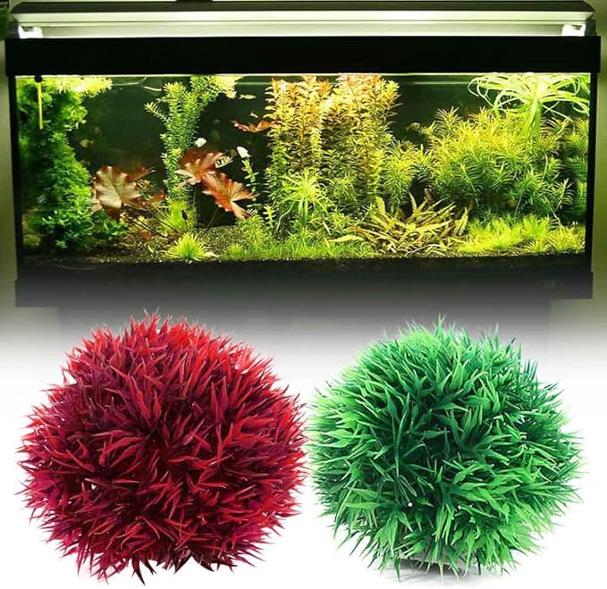 Artificial Aquatic Plastic Plants Aquarium Decorations, Artificial Seaweed Ball Fish Tank Ornament Decor, Fish Tank Decorations Home Décor (Green)