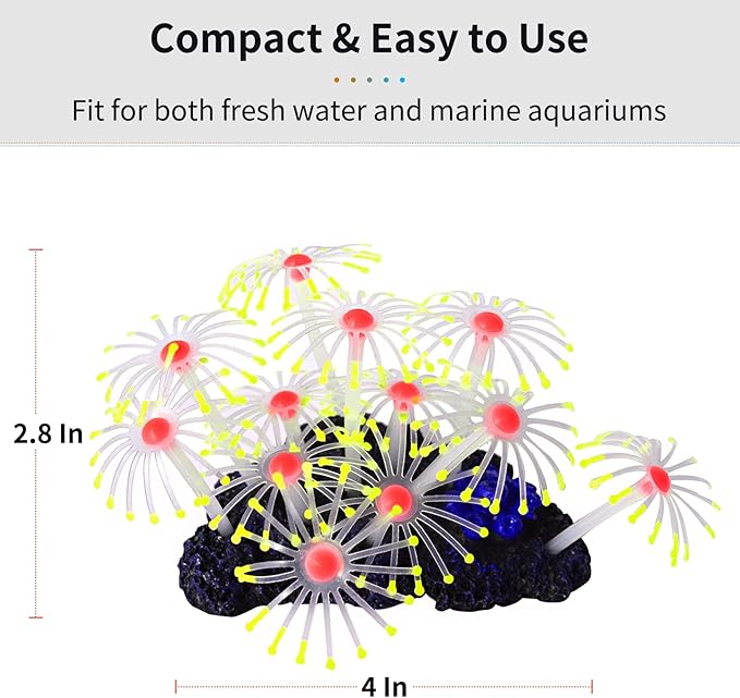 Uniclife Glowing Effect Artificial Coral Plant for Fish Tank, Decorative Aquarium Ornament (Yellow)