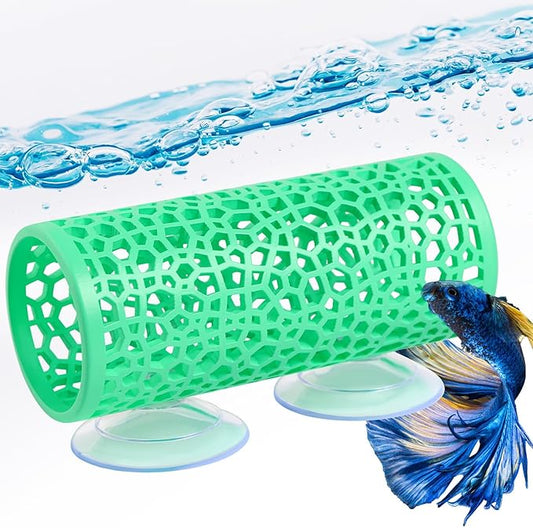 Abizoo Betta Fish Tunnel Hideout for Aquarium Decoration Hollow Coral Design Smooth Finish, Fish Tank Accessories Habitat Cave for Betta Shrimp Guppies Neon Tetras Zebra Danios Small Fishes,Mint Green