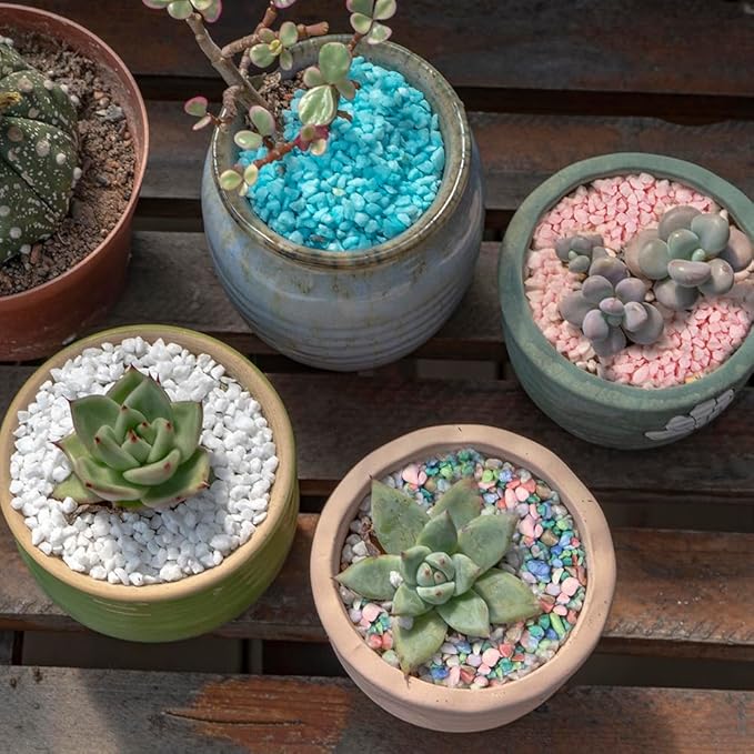 HappyFiller Colored Pea Gravel, Indoor Plants Succulent Cactus Topper Dressing Pebbles Fairy Garden Terrarium,Polished Mini Stones 3-5mm for Aquarium Fish Tank,Vase Filler,Resin Arts Crafts,0.88 LB