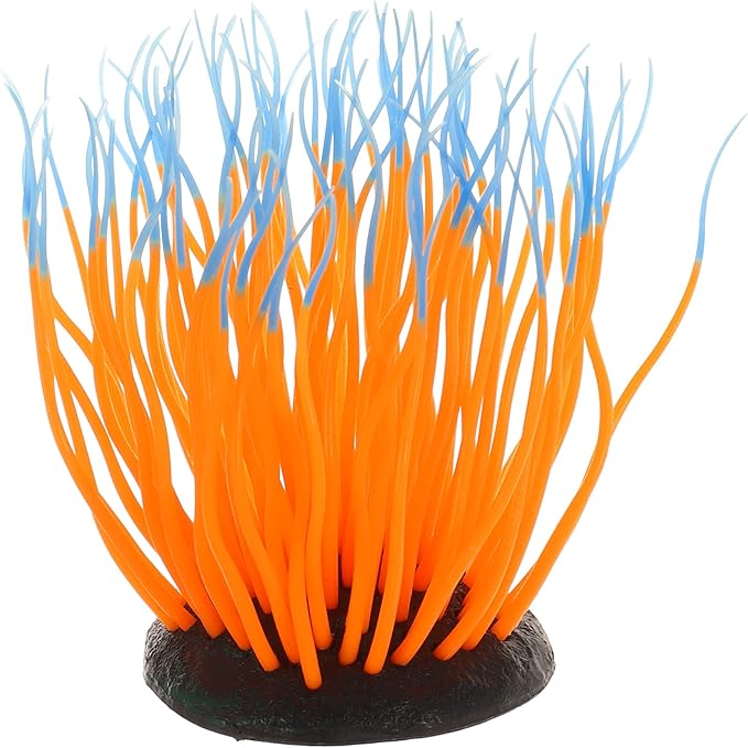 VOCOSTE Soft Silicone Glowing Aquarium Simulation Coral 4.33", Fluorescence Floating Aquatic Artificial Coral for Fish Tank Decoration, Orange