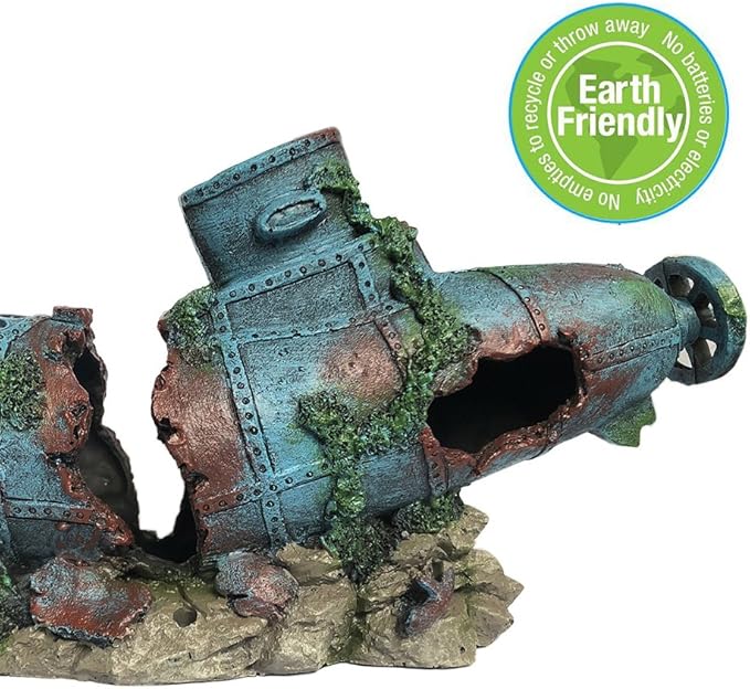 SLOCME Aquarium Submarine Ornaments Shipwreck Decorations - Resin Material Sunken Ship Decorations Eco-Friendly for Aquarium Environments Accessories