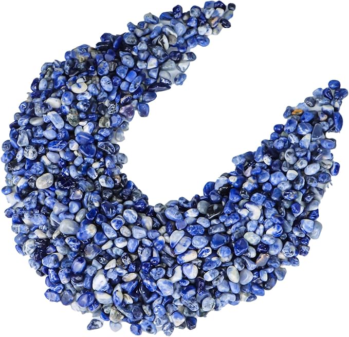 Colorful Agate 1lb Crystal Polished Tumbled Stones Irregular Shaped Crystal Chips Bulk Natural Gemstone Aquarium Gravel Rocks Vase Filler Fish Tank Gravel Home Decoration (Sodalite)