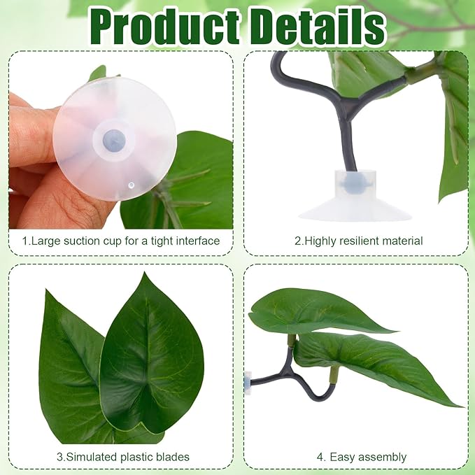 6pcs Double Layer Betta Leaf Hammock, Realistic Plastic Big & Small Leaf Fish Tank Decor with Suction Cups Branches Aquarium Plants for Betta Fish Resting Bed Spawning Ground